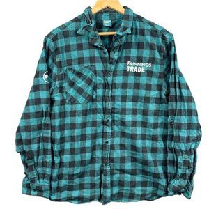 Bunnings Trade Shirt Mens XL Flannelette Flannel Embroidered Hardware Button Up
